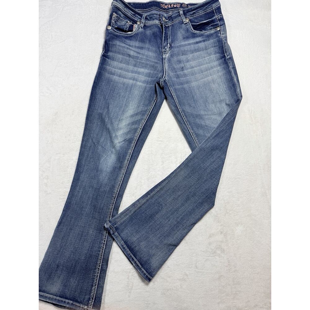 Rebel and Soul Bootcut Jeans Sz 12 Blue Denim Sequin Wing Western Core VTG Med